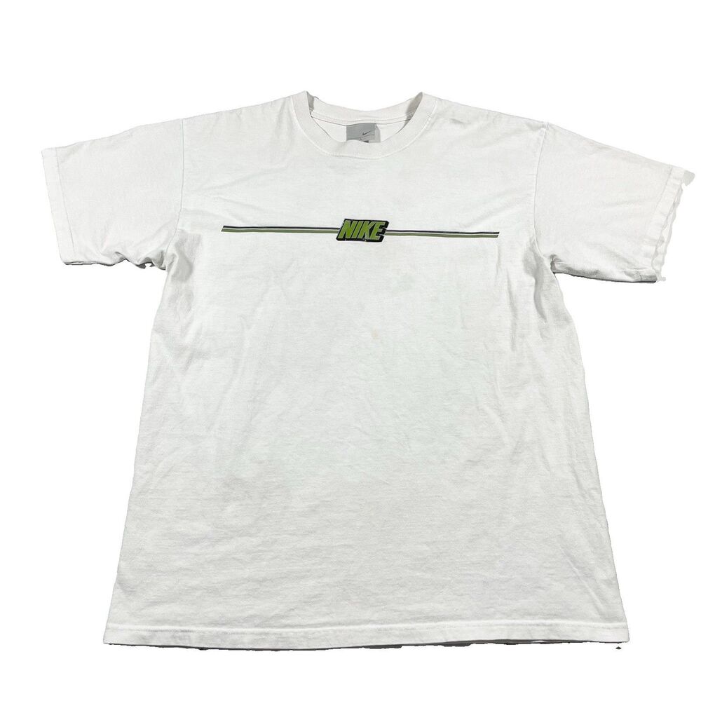 Y2K Nike Center Logo Graphic T-Shirt White Large
